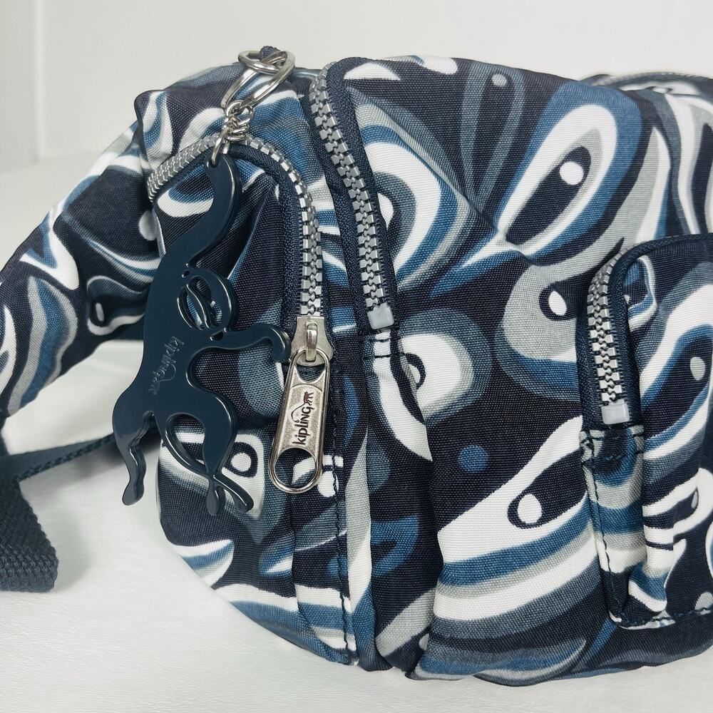 Kipling Gabbie Blue Eye Print Travel Crossbody Bag Purse Multi Pocket Monkey - Picture 4 of 14